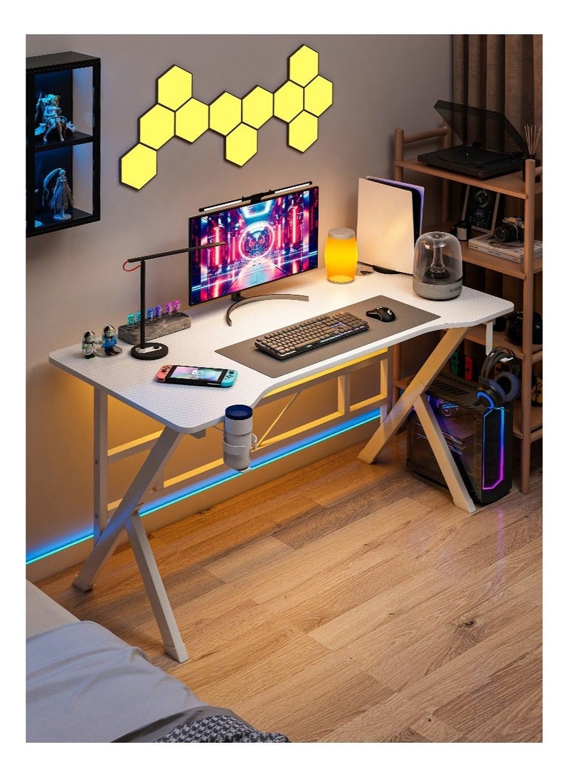 عنيد طاولة ألعاب على شكل حرف K، مكتب كمبيوتر مريح، سطح من ألياف الكربون، مكتب دراسة مع حامل سماعات رأس وحامل أكواب، طاولة كمبيوتر لمحطة عمل منزلية أو مكتبية - Image 5